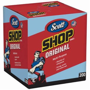 Scott® 75190 1-Ply Shop Towel, 10 in L x 13 in W, Blue, Pop-Up Box Package