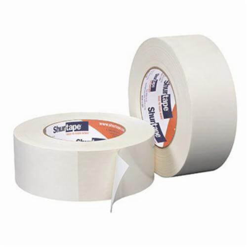 Shurtape® 104772 DF 642 Double Coated Cloth Tape, 23 m L x 48 mm W, 12 mil Thick, Synthetic Rubber Adhesive, Polyester/Cotton Blend Backing, White