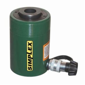 Simplex® RC202A Center Hole Single Acting Hydraulic Cylinder, 20 ton Capacity, 1.06 in dia Bore, 2 in L Stroke, 6.42 in H Retract