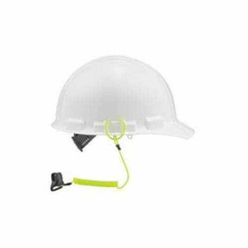 Ergodyne® Squids® 19159 3158 Coil Hard Hat Lanyard with Clamp, 13 in L, 2 lb Working, Lime