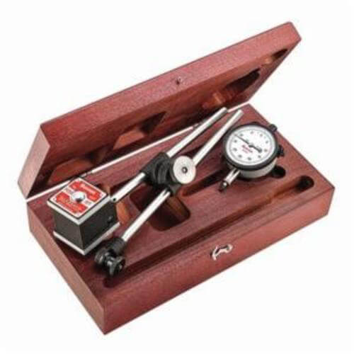 Starrett® 657EZ Indicator Holder Set with Finished Wood Case, 9-21/34 in OAL, 3/8 in dia x 9-7/32 in L Rod