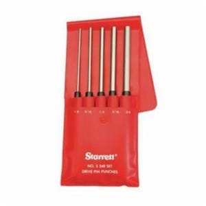 Starrett® S248PC Extra Long Drive Pin Punch Set, Standard Style, 1/8 to 3/8 in Punch, 5 pc