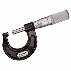 Starrett® T436.1XFL-1 W/SLC Mechanical Outside Micrometer, 0 to 1 in, Graduations: 0.0001 in, Carbide Tip, Satin Chrome