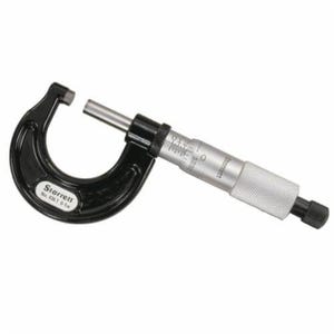 Starrett® T436.1XRL-1 W/SLC Mechanical Outside Micrometer, 0 to 1 in, Graduations: 0.0001 in, Carbide Tip, Satin Chrome