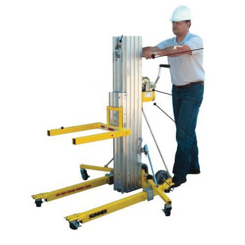 Sumner 784751 2400 Contractor's Lift, 450 lb Load, 16 ft 11-3/8 in Lifting Forks Up, 15 ft 11-5/8 in Lifting Forks Down, 55-1/4 in OD Base Legs