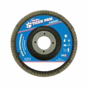 Weiler® 51129 Tiger Paw™ High Performance Coated Abrasive Flap Disc, 5 in dia Disc, 7/8 in Center Hole, 40 Grit, Coarse Grade