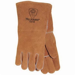 Tillman™ 1010L Standard Stick Welding Gloves, L, Shoulder Split Cowhide Leather/Kevlar® Thread, Russet, Cotton Lining, 14 in L