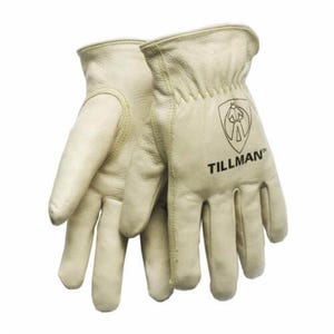 Tillmanâ„¢ 1424L 1424 Premium Grade General Purpose Gloves, Drivers, Gunn Cut/Keystone Thumb Style, L, Grain Cowhide Leather, Pearl