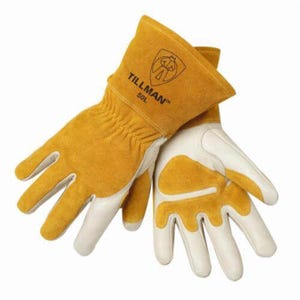 Tillman™ 50L 50 Series Premium Grade MIG Welding Gloves, L, Split Cowhide Leather Back/Kevlar® Stitching, Pearl, Fleece