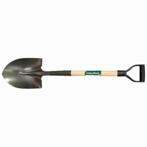 UnionTools® 43106 Heavy Duty Round Point Shovel, Carbon Steel Blade, 28 in Handle Length, Hardwood Handle
