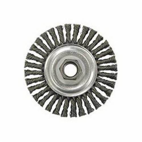 Weiler® 36219 Vortec Pro® Narrow Face Wheel Brush with Nut, 4 in dia Brush, 0.02 in dia Stringer Bead Knot Filament/Wire