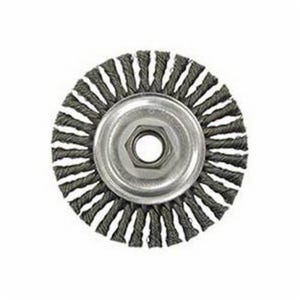 Weiler® 36219 Vortec Pro® Narrow Face Wheel Brush with Nut, 4 in dia Brush, 0.02 in dia Stringer Bead Knot Filament/Wire