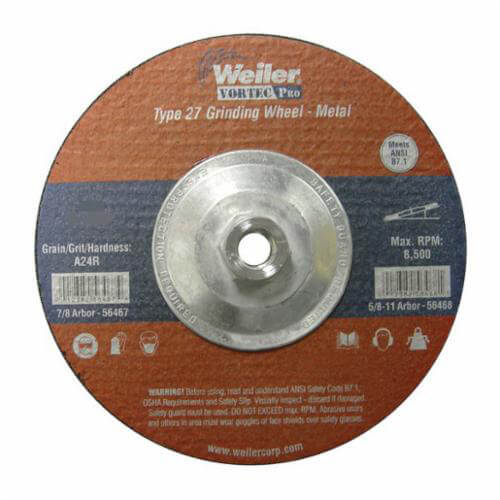 Weiler® 56393 Vortec Pro® Wolverine® Thin Cut-Off Wheel, 4-1/2 in dia x 0.045 in Thick, 7/8 in Center Hole, WA60S Grit