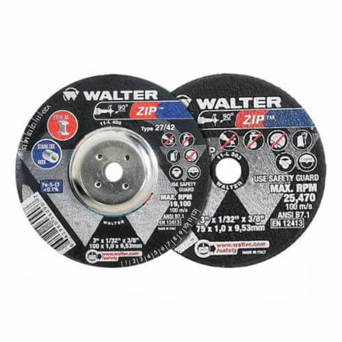 Walter Surface Technologies Zip™ 11T042 Zip™ High Performance Thin Cut-Off Wheel, 4-1/2 in dia x 3/64 in Thick, 7/8 in Center Hole