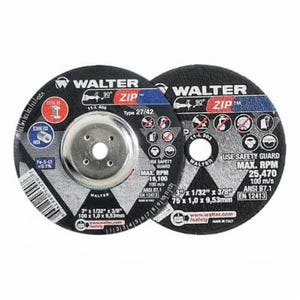 Walter Surface Technologies Zipâ„¢ 11T042 Zipâ„¢ High Performance Thin Cut-Off Wheel, 4-1/2 in dia x 3/64 in Thick, 7/8 in Center Hole