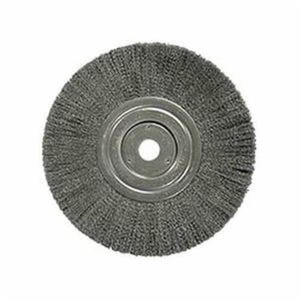 Weiler® 01179 Narrow Face Wheel Brush, 8 in dia Brush, 3/4 in W Face, 0.014 in dia Crimped Filament/Wire, 1-1/4 in Arbor Hole