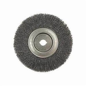 Weiler® 01250-12 Narrow Face Wheel Brush, 10 in dia Brush, 3/4 in W Face, 0.014 in dia Crimped Filament/Wire, 1 in Arbor Hole