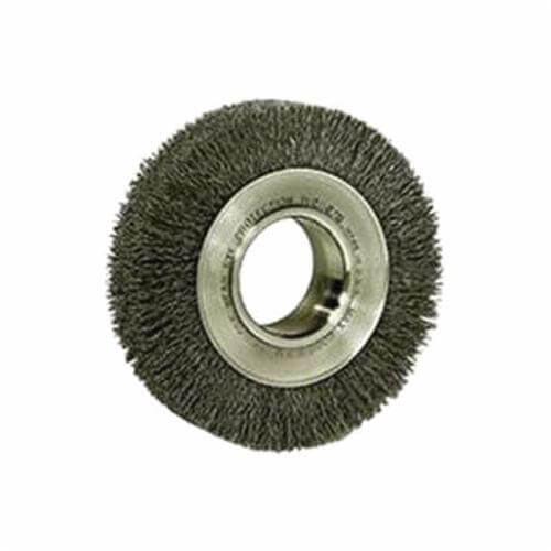 Weiler® 06450 Medium Face Wheel Brush, 6 in dia Brush, 1 in W Face, 0.0118 in dia Crimped Filament/Wire, 2 in Arbor Hole