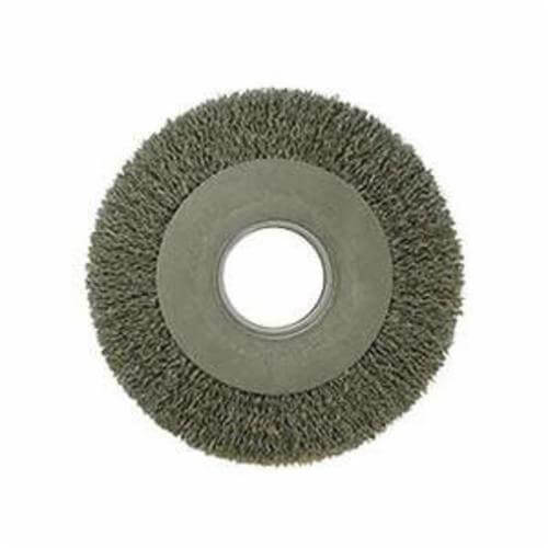 Weiler® 06620 Medium Face Wheel Brush, 8 in dia Brush, 1 in W Face, 0.02 in dia Crimped Filament/Wire, 2 in Arbor Hole