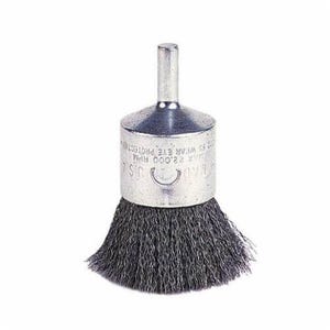 Weiler® 10022 Stem Mount End Brush, 1 in dia Brush, Crimped, 0.0104 in dia Filament/Wire, Stainless Steel Fill, 1 in L Trim