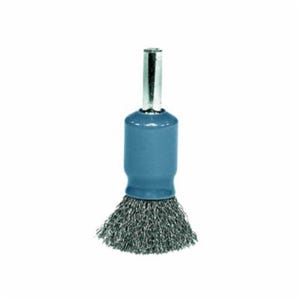 Weiler® 11010 Stem Mount End Brush, 1/2 in dia Brush, Crimped, 0.006 in dia Filament/Wire, Stainless Steel Fill, 7/8 in L Trim