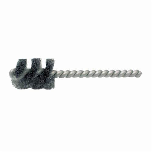 Weiler® 21085 Round Wire Power Tube Brush, 3/4 in dia x 1 in L, 3-1/2 in OAL, 0.006 in dia Filament/Wire, SS Fill