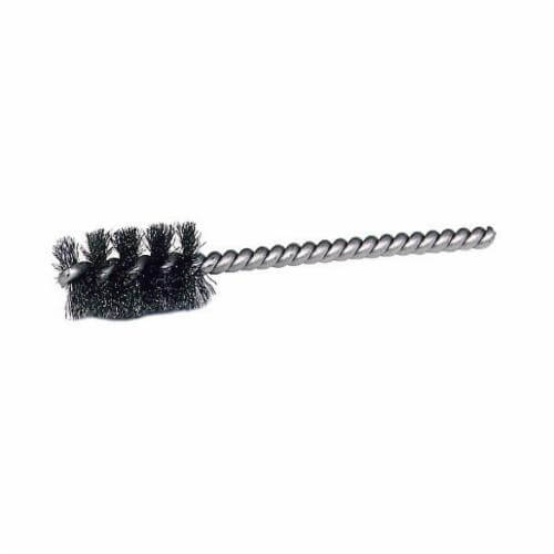 Weiler® 21089 Round Wire Power Tube Brush, 1-1/4 in dia x 1 in L, 3-1/2 in OAL, 0.008 in dia Filament/Wire, Stainless Steel Fill