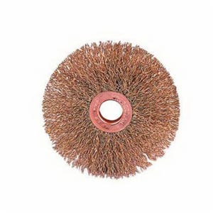 Weiler® 29178 Non-Sparking Wheel Brush, 1-1/2 in dia Brush, 1/4 in W Face, 0.005 in dia Crimped Filament/Wire, 3/8 in Arbor Hole