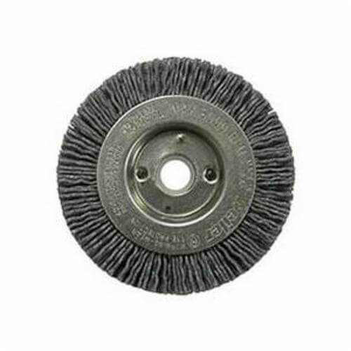 Weiler® 31094 Nylox® Narrow Face Wheel Brush, 3 in dia Brush, 3/8 in W Face, 0.04 in dia Crimped/Round Filament/Wire