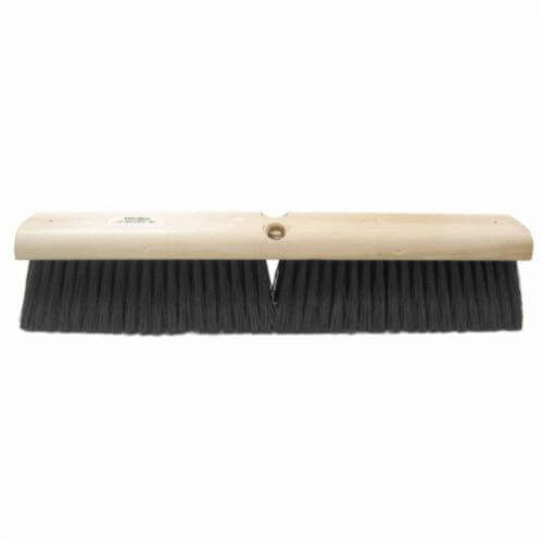 Weiler® 42035 Threaded Tip Push Broom, 18 in OAL, 3 in L Trim, Medium Sweep Face, Black Polypropylene Bristle