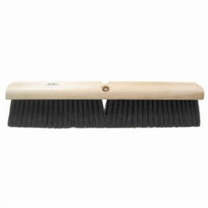 Weiler® 42035 Threaded Tip Push Broom, 18 in OAL, 3 in L Trim, Medium Sweep Face, Black Polypropylene Bristle