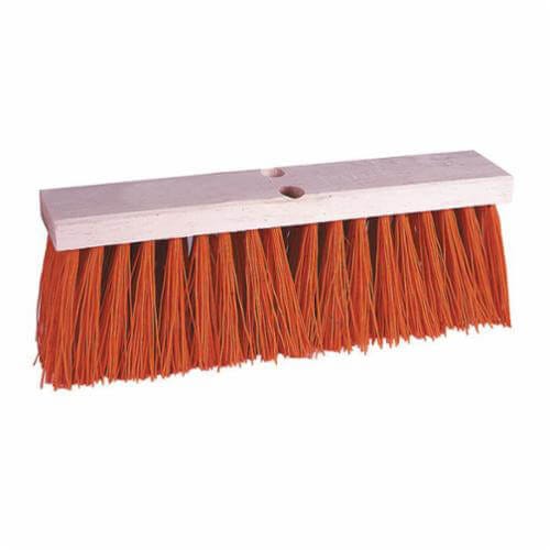 Weiler® 42054 Tapered Tip Push Broom, 18 in OAL, 5-1/4 in L Trim, Orange Polypropylene Bristle