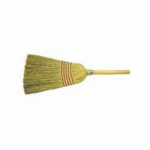 Weiler® 70308 Janitorial Upright Broom, Corn/Fiber Bristle, Wire Banded Sweep Face, 17 in L Trim, Wood Handle, 57 in OAL