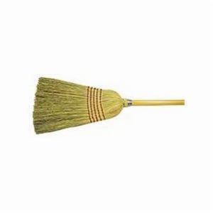 Weiler® 70308 Janitorial Upright Broom, Corn/Fiber Bristle, Wire Banded Sweep Face, 17 in L Trim, Wood Handle, 57 in OAL