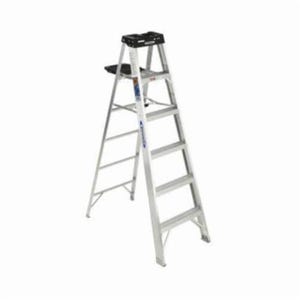 Werner® 376 370 Type IA Step Ladder, 6 ft H Ladder, 300 lb Load, 5 Steps, Aluminum, A14.2