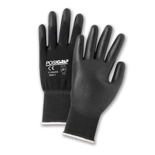 PIP® PosiGrip™ 713SUCB Coated Glove, Polyurethane Palm, Unlined, 9 in Length, Black