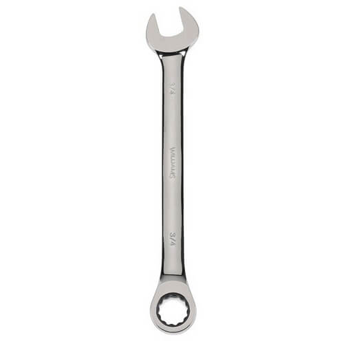 Williams® JHW1224NRC Combination Wrench, Imperial, 3/4 in Wrench Opening, 12 Points, 72 Geared Teeth, 1-1/2 in Open End Width