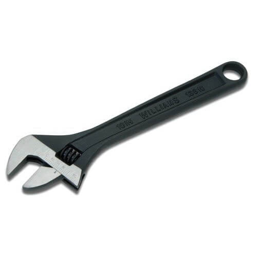 Williams® JHW13608A Adjustable Wrench, Heavy Duty Industrial Grade, 1-1/8 in Wrench Opening, 8 in OAL, 9/16 in Jaw Thickness