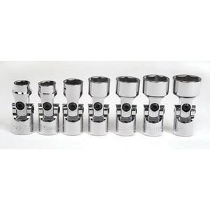 Williams® Socket Set, Imperial, 7 pc, 6 Points, Included Socket Size: 3/8 in, 3/8 in Drive, Clip Rail, Polished Chrome