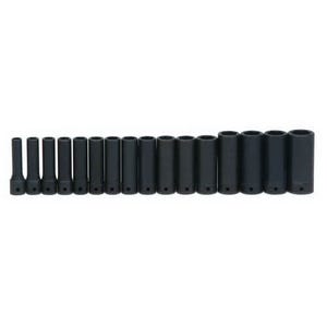 Williams® JHWMS-1416RC Impact Socket Set, Supertorque®, Metric, 16 pc, 6 Points, Included Socket Size: 10 mm, 1/2 in Drive