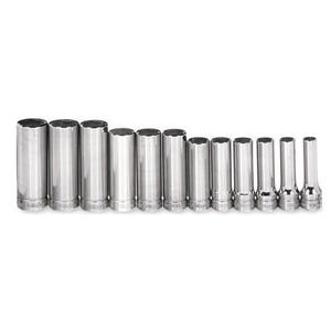 Williams® Socket Set, Supertorque®, Metric, 12 pc, 6 Points, Included Socket Size: 8 mm, 3/8 in Drive, Clip Rail, Polished Chrome