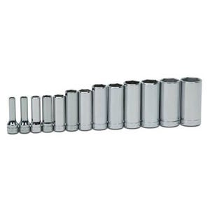 Williams® Socket Set, Supertorque®, Imperial, 9 pc, 6 Points, Included Socket Size: 1/4 in, 3/8 in Drive, Clip Rail, Polished Chrome