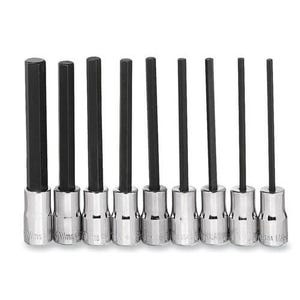 Williams® Socket Bit Set, No Impact Rated, Imperial, 9 pc, 1/4 in Drive, 3/32 in Hex, Polished Chrome