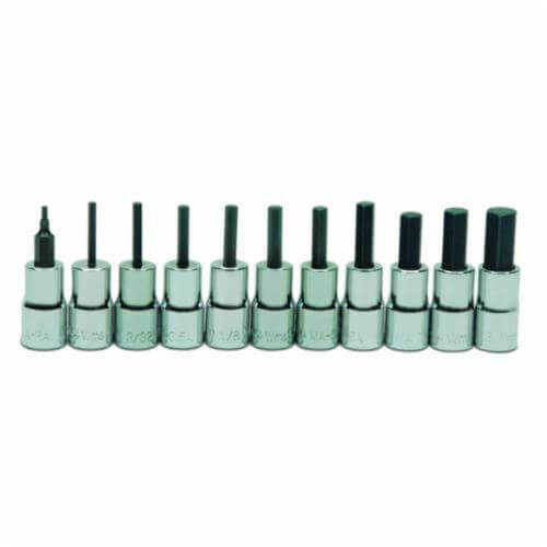 Williams® WSM-11TRC Socket Bit Set, 1/16 in Hex, 1/4 in Drive, 11 pc, Chrome Plated