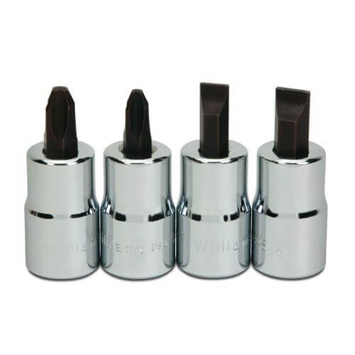 Williams® Socket Driver Bit Set, Imperial, 4 pc, 1/2 in Drive, Polished Chrome