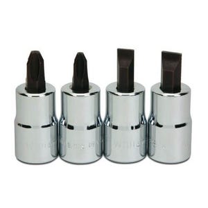 Williams® Socket Driver Bit Set, Imperial, 4 pc, 1/2 in Drive, Polished Chrome