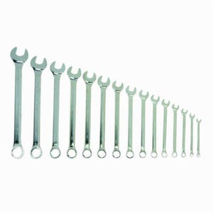 Williams® WS-1172SCA Supercombo® Combination Wrench Set, Imperial, 15 pc, 5/16 to 1-1/4 in, Satin Chrome