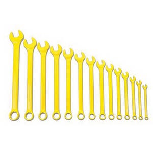 Williams® Combination Wrench Set, Series: SUPERCOMBO®, Imperial, 3/8 to 1-1/4 in Size, 14 pc, Specifications: 12-Point, Hi-Viz Yellow Finish