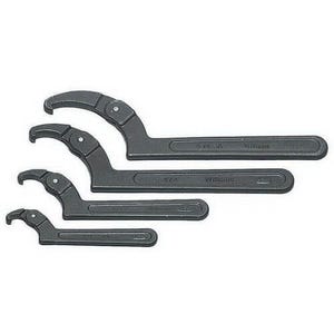 Williams® Spanner Wrench Set, Adjustable Hook, Imperial, 5-3/8 to 17-1/2 in Size, 4 pc, Industrial Black Finish