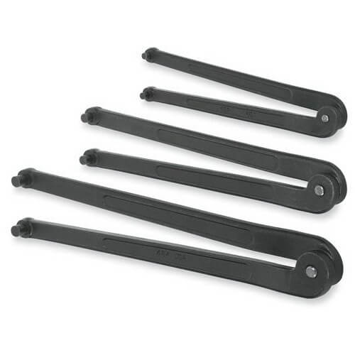 Williams® Spanner Wrench Set, Adjustable Face, Imperial, 6-1/4 to 10-3/8 in Size, 3 pc, Industrial Black Finish